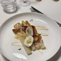 Asparagus with egg and bacon  at Osteria Casa Mia in Martignacco
