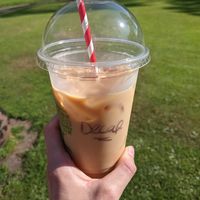 Excellent iced oat milk latte at Mimi's Bakehouse - Pop up in Edinburgh