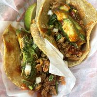 Soy curl tacos (wished there was a bit more flavor).  at Hamburguesas El Gordo in St Paul