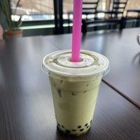 Matcha Tea Latte with boba and oatmilk at Revive Juice & Coffee Bar in Branson