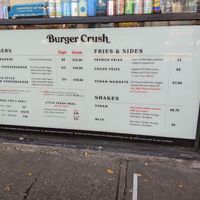 Food menu at Burger Crush in Victoria