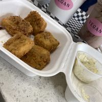 Vanilla & chocolate shakes with a side of tofu nuggets and herb crush dip   at Burger Crush in Victoria