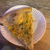 Vegan Mac and cheese pizzaa  at Dimo's Pizza in Chicago