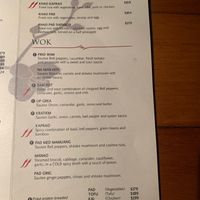 Menu at Mae Thai in Playa Del Carmen