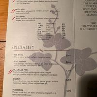 Menu at Mae Thai in Playa Del Carmen