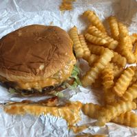 Fabulously delicious Fussy Hussy prepared to perfection along with perfectly seasoned and crispy crinkle fries  at Slutty Vegan - Edgewood in Atlanta