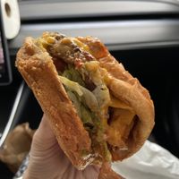 Ménage à Trois Burger (vegan shrimp and bacon)  at Slutty Vegan - Edgewood in Atlanta