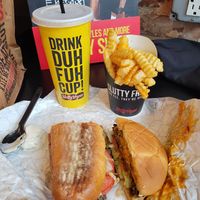 1/2 Hollywood Hooker, 1/2 Sloppy Toppy with fries #Veganuary at Slutty Vegan - Edgewood in Atlanta