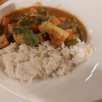 Tofu and veg at Six Mile Pub in Victoria