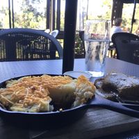 Shepherds pie on the patio   at Six Mile Pub in Victoria