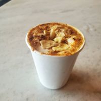 Delicious Philippino style drink with housemade banana milk at Mostra Coffee in San Diego