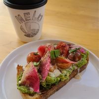 Avocado Toast and Oat Latte at Melo Coffee & Kitchen in Rochester