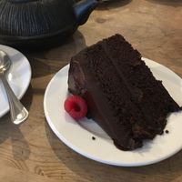 Vegan chocolate cake at Hundred Monkeys Cafe in Glastonbury