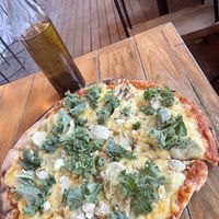 Four cheese artichoke vegan pizza  at Gypsea Market in Tulum