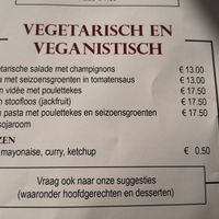 Menu at De Vierslag in Kortenaken