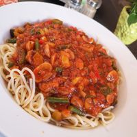 Vegan pasta vegetables at De Vierslag in Kortenaken