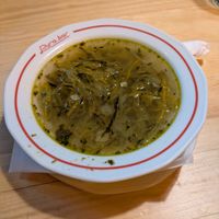 Soup of the day (cucumber soup): 2.5/5 No flavor and did not look good.
 at Pyra Bar in Poznan