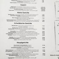 The menu at Alte Kanzlei in Stuttgart
