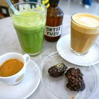 Juice + Cappuccino + Kombucha + Stuffed Dates at Love Juice Bar - Grenelle in Paris