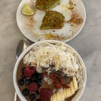 Avocado toast (already ate two slices) and choco bowl   at Love Juice Bar - Grenelle in Paris