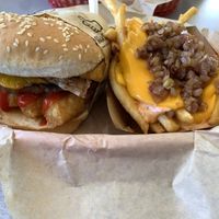 Breakfast burger with animal fries   at Nice Burger - Santa Ana in Santa Ana