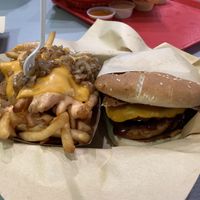 BBQ western burger with animal style fries   at Nice Burger - Santa Ana in Santa Ana