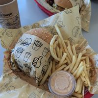 Fried chicken sandwich with fries. at Nice Burger - Santa Ana in Santa Ana