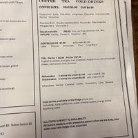 Drinks menu 7/12/2025   at Pitstop Cafe in Ocean View