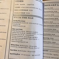 Sides and drinks 7/12/2025   at Pitstop Cafe in Ocean View