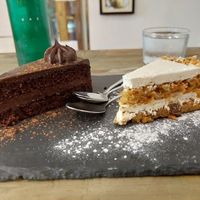 Cakes for dessert at Santa y Pura in Madrid