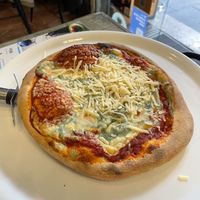 Four cheese pizza   at Santa y Pura in Madrid