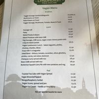 Vegan Menu 🌱   at The Lyndhurst Tea House in Lyndhurst