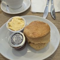 Vegan scone with vegan butter and jam  at The Lyndhurst Tea House in Lyndhurst