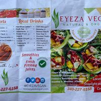 Menu at Eyeza Vegan in St Thomas
