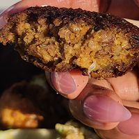 My favorite of the 3, the Lentil Ball (most flavorful) at Eyeza Vegan in St Thomas