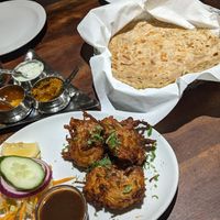 onion pakoda & stuffed paratha at Chaula's Indian Restaurant in Lewes
