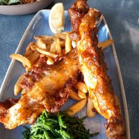 Blossom flower fish n chips at Harp & Crown in Corsham