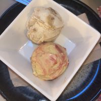 Booja Booja ice cream: cookie dough and mango raspberry  at Harp & Crown in Corsham