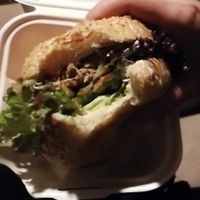 The Linda McCartney burger. It was so good! at Klub AVU in Prague