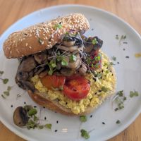 Vegan breaki bagel at Wildsprout in Western Cape