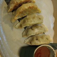 Dumplings stuffed with edemame at Temakinho in Bologna