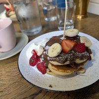 pancakes with chocolate, fruit and panna at 2Hearts Bakery in Palermo