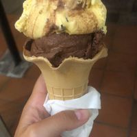 vegan ice cream and cone (flavors: cookie and brownie) at Gelateria Italos in Alexandroupolis