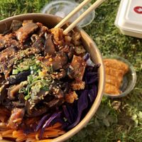 Shitake mushroom bibimbap at Kim Chi Korean Cafe in Hitchin