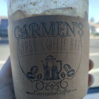 Mushroom coffee with Almond milk at Carmen's Gypsy Coffee Bar in Long Beach