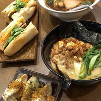 Bahn mi, okonomigyoza, shoyu ramen and tantanmen at Wabi-Sabi Noodle House in Makati