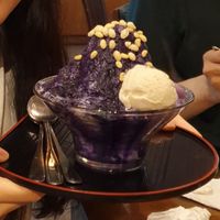 Ube shaved ice dessert at Wabi-Sabi Noodle House in Makati