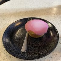Pink cake: tasted allright, but was a bit dry and the topping was brittle. at Anne&Max - Domkwartier in Utrecht