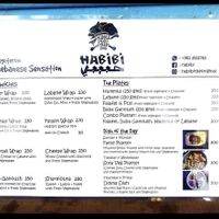 Menu at Habibi Lebanese Sensation in Vagator