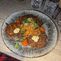 Courgette & sweetcorn fritters at Ego Mediterranean in Sheffield